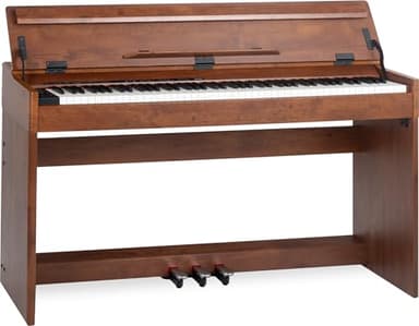 McGrey DP-18 WN Piano digital - 88 teclas contrapesadas con acción de martillo y dinámica táctil - 128 sonidos - Piano elèctrico función dual y split - tapa de teclado - 3 pedales - Tuerca mate