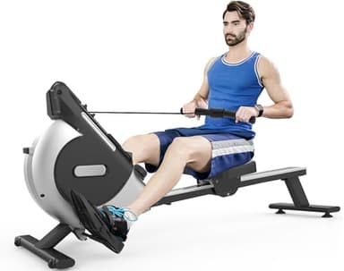 Neezee Máquina de Remo, Máquina de Remo Supersilenciosa con Resistencia Magnética de 16 Etapas, Pantalla LCD, Guía Deslizante de Aluminio y Soporte para Tableta, Negro
