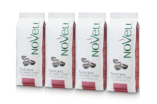 NOVELL - Café en Grano Natural 100% Arábico 1kg | 4 Bolsas de 250g | Tostado Medio | Café Arábico Sostenible