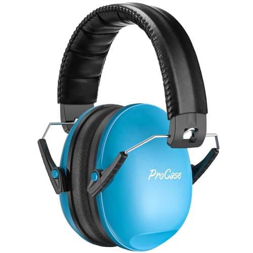 Procase Casco Antiruido para Niño, Protección Auditiva SNR 27dB con Diadema Ajustable, Protector Oído Profesional Cancelación de Ruido Insonorizacion para Estudiar para Bebé Nené Infante –Azul