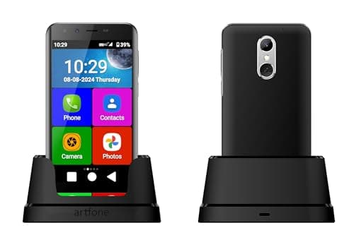 Teléfono Móvil para Personas Mayores 4G, Smartphone Artfone Smart_500, Senior, Botón SOS, Iconos Grandes, Base de Carga, Modo Sencillo, Volumen Alto, Batería 2550 mAh (SMART-500-2025)