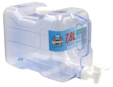 Dispensador de Agua Fría para Nevera 7,8 L by Cia&Co | Garrafa compacta 35x23x16 con Asa Ergonómica, Grifo de Doble Función y Tapón - Reutilizable y Duradera, Bebidas Frías en Casa, Playa, Camping