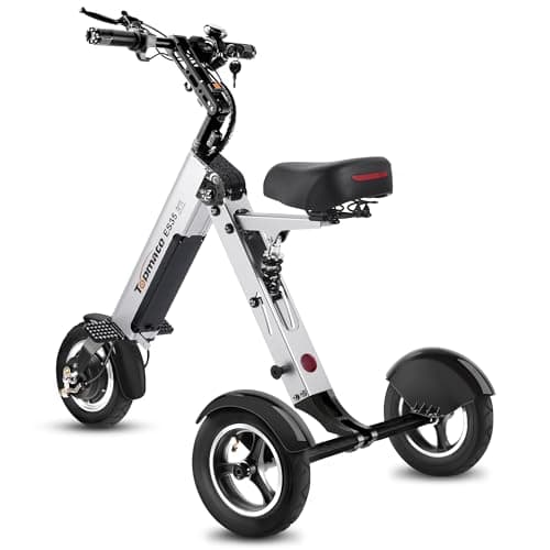 TopMate ES35 Triciclo Eléctricos Adultos 3 Ruedas Plegable con Asiento, Ligero, con Batería Extraíble de 36 V y 7,8 Ah, Función de Marcha Atrás e Interruptor de Llave para Desplazamientos y Viajes
