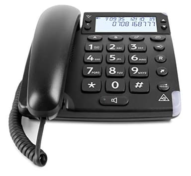 Doro Magna 4000 Teléfono Fijo con Cable para Personas Mayores con Teclas Espaciadas, Pantalla Grande y Sonido Amplificado (Negro) [Versión Española]