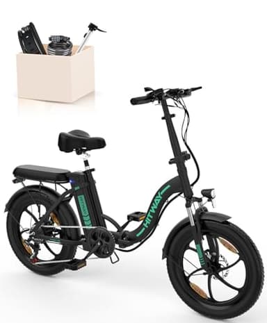 HITWAY Bicicleta Plegable de Bicicleta eléctrica de 20 Pulgadas de Grasa, Batería 250W/36V/12Ah, El kilometraje eléctrico máximo de hasta 35-90 KM