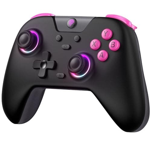 EasySMX X05 Mando PC Inalambrico con RGB Luz- Hall Joystick- Hall Trigger- 750 mAh Batería Recargable- Vibración- Turbo para PC/Switch/Móvil- Gamepad PC Compatible con Black Myth: Wukong- Negro