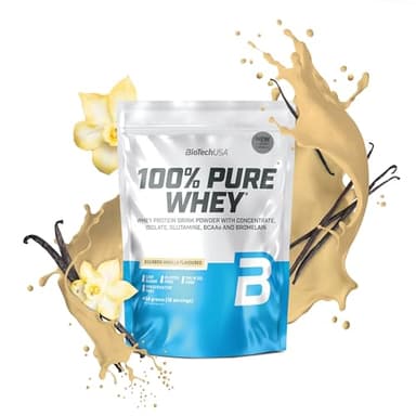 BioTechUSA 100% Pure Whey | Proteína en Polvo con BCAA y Glutamina | Sin Gluten, Sin Aceite de Palma, 454 g, Vainilla Bourbon