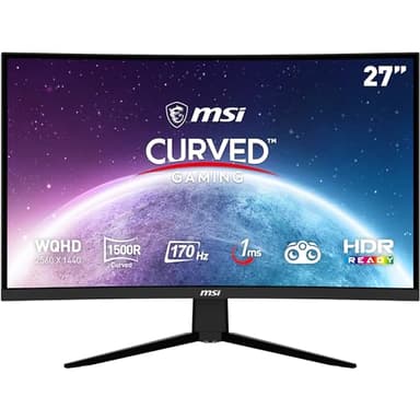 MSI G273CQ - Monitor Curvo Gaming de 27" WQHD (2560 x 1440) Panel VA, 170Hz / 1ms, AMD FreeSync Premium, HDR Ready, Curvatura 1500R, Color Negro