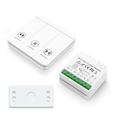 Tedeligo Interruptor Persianas WiFi RF433 Interruptor inalámbrico móvil, Relé de persianas temporizador inteligente para cortina eléctrica Compatible con Alexa Voice Google Home tuya APP Control, 500W