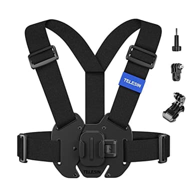 TELESIN Soporte de Arnés de Montaje en Pecho Compatible con GoPro Hero 13, 12, 11, 10, 9, 8, 7, 6, 5, 4, Hero Session, dji Action 4/3/2 insta360 Camara de accion - Negro