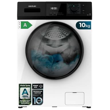 Cecotec Lavadora 10Kg Carga Frontal Bolero Dresscode 10410 Inverter A. 1950W, 1400 rpm Regulables, 16 Programas, Motor Inverter Plus, Bajo Consumo, Vapor, Esterilización de la Ropa