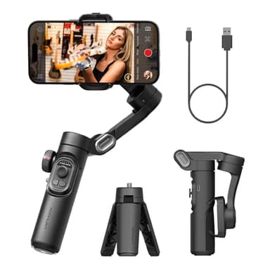 Estabilizador de cardán Smartphone iPhone Video: Estabilizador de iPhone Cardán Smartphone Plegable 3 Ejes Portátil Android Gimbal TikTok Youtube Vlog Grabación AOCHUAN Smart XE