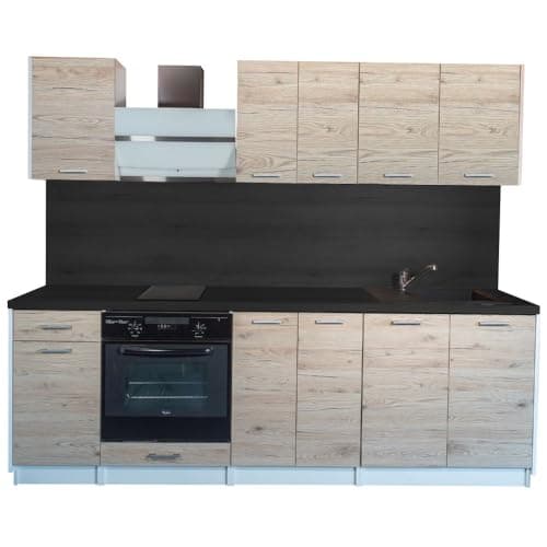 Cuisineandcie - Cocina Completa ECO Nogal Blanco 240 cm - Juego de 7 Muebles de cocina, Almacenaje Cocina Equipada Completa