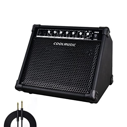 Coolmusic DM30 - Amplificador de batería o teclado electrónico, 30 W, entrada auxiliar y Bluetooth, 2 entradas, ecualizador de 3 bandas y salida directa