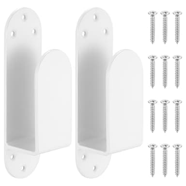 2 Pcs Soportes de Barricada de Puerta 2 x 4, Soporte en U de Metal pour Barra Seguridad Puerta, Soporte de Seguridad Antirrobo para Madera de Puerta Granero Garaje Casa, Blanco