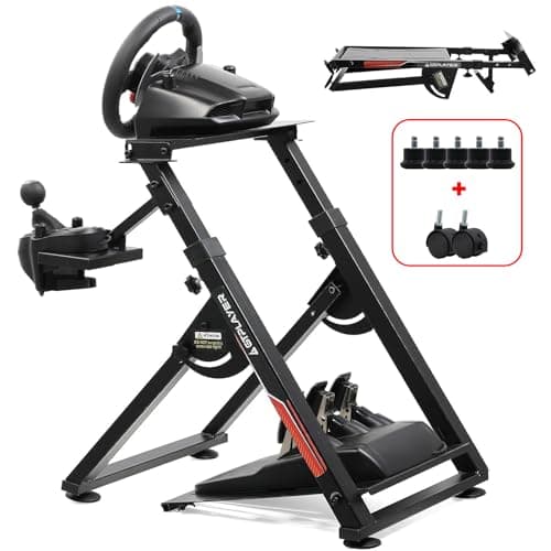 GTPLAYER Soporte Volante Plegable Simulador de Conducci Cockpit Simracing Volante G29 G25 G27 G920 NO Incluye Pedales de Cambio de Volante