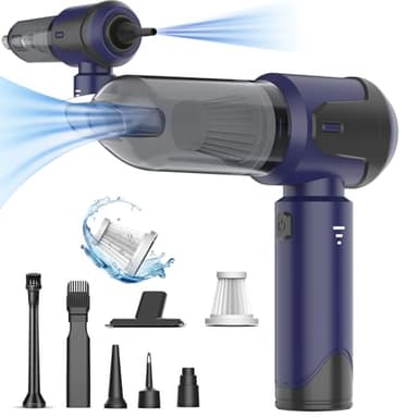 20000Pa Aspirador de mano inalámbrico, 4 en 1 Aspirador de Coche Portátil, Aspirador y Soplador con Motor Brushless,USB C Mini Aspirador Potente para Coche Casa Oficina Pelos de Domésticos (Blue)
