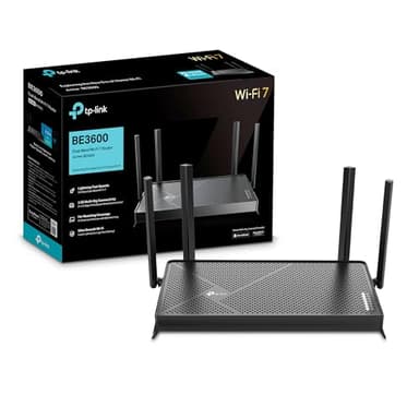 TP-Link Archer BE3600 - Router WiFi 7, BE3600 Mbps de Doble Banda, 2 Puertos × 2,5 Gbps, tribanda, 2×2 MU-MIMO, OFDMA, MLO, WiFi 7 sin precedentes, Compatible con EasyMesh, HomeShield, VPN