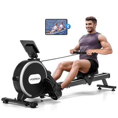DMASUN Maquina de Remo para casa, 16 Niveles de Resistencia magnética, Soporta hasta 160 kg, Dobles mejorados, Ultra silenciosa y Estable, Conexión a la App, Almacenamiento Vertical para Ahorrar