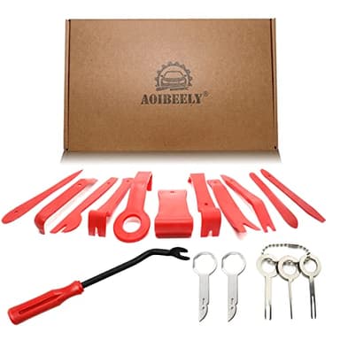 Herramientas Coche kit Desmontaje Coche: 17 Piezas Palancas de Plastico para Coche Herramienta de Desmontaje de Plástico Cuñas Automotriz para la Eliminación de la Puerta del Coche Trim y Paneles
