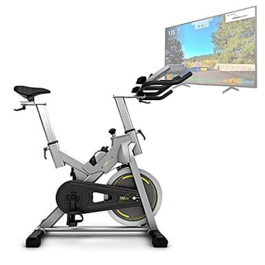 Bicicleta TOUR SP de Bluefin Fitness | Equipo de Gimnasio en Casa | Bicicléta Estática | Kinomap | Video Streaming en Directo | Video Coaching y Entrenamiento | Bluetooth | App para Smartphone/Neg