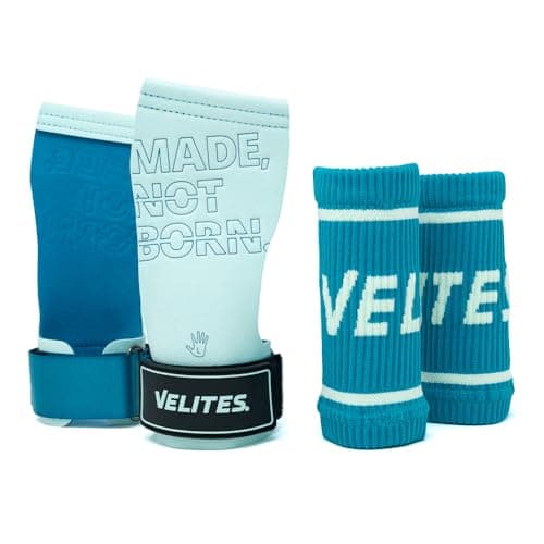 Velites I Calleras Quad Pro + Muñequeras de Tela a Juego de Regalo I Calleras Profesionales para Cross Training o Gimnasia I Aptas para Cualquier Superficie I Uso con Magnesio I Diseño sin Agujeros.
