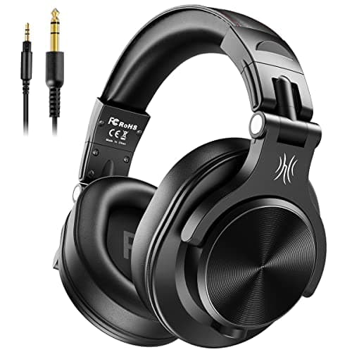OneOdio Auriculares DJ, Auriculares Micrófono con Cancelación de Ruido, Auriculares con Cable para PC, Auriculares HiFi de Estudio para Monitor de Grabación AMP, Guitarra, Piano, E-Drum, Negro