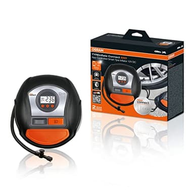 OSRAM TYREinflate Connect 650, compresor de neumáticos digital con parada automática y luz LED, compresor portátil de 12 V para neumáticos de automóviles