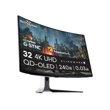 Alienware AW3225QF 32" 4K UHD (3840x2160) 1700R Monitor Gaming Curvo, 240Hz, QD OLED, 0.03ms, NVIDIA G-Sync Compatible, HDR, Dolby Vision, USB-C, DisplayPort, 2X HDMI, 4X USB