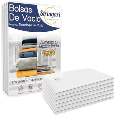 Stringari Bolsas Vacio Ropa paquete de 6 piezas S 60x40 - Bolsas al Vacio Ropa Premium Quality para almacenamiento