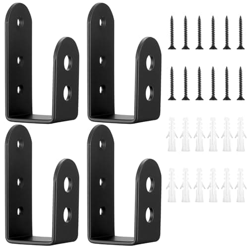 4 Piezas Soportes de Barricada de Puerta en Forma de U, Soporte de Seguridad Antirrobo, Soporte en U de Acero, Soporte de Barra de Seguridad para Madera de 2 x 4