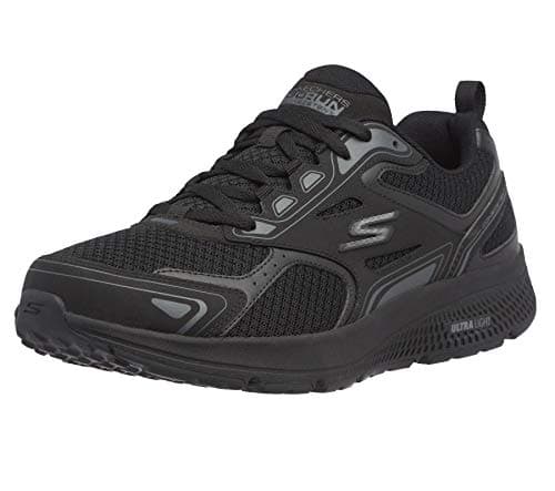 Skechers Go Run Consistent, Zapatillas de trail running Hombre, Black Leather Synthetic Charcoal Trim, 44 EU