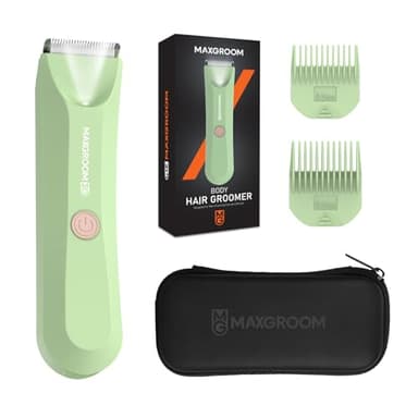 MAXGROOM Afeitadora Corporal Masculina, Depiladora Corporal Hombre con luz LED,apta para la ducha, para Barba, Axilas, Pechos, Piernas, Genitales y otras Zonas Intimas,Color Verde