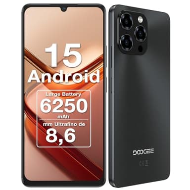 DOOGEE Note 58 Teléfono Movil Android 15 (2025), 6250mAh Batería, T7250 Octa Core, 32GB+128GB Smartphone, 6,56" HD+ IPS 90Hz, 16MP+8MP, Cuerpo de 8,6mm Telefono, Face ID/NFC/OTG/GPS/Doble SIM 4G Movil