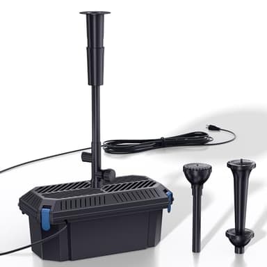 Biling Bomba de filtro de estanque de 40 W con filtro, todo en uno, 660 GPH, filtro de bomba de agua ajustable y boquillas, filtro subacuático, limpieza de estanques de hasta 4000 l, bombas de filtro