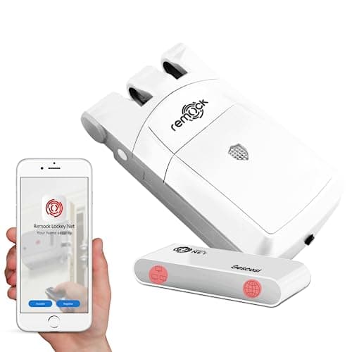REMOCK - KIT de seguridad y conexión: Cerradura invisible Remock PRO en color Blanco con 4 mandos a distancia más dispositivo de conexión móvil Remock NET.