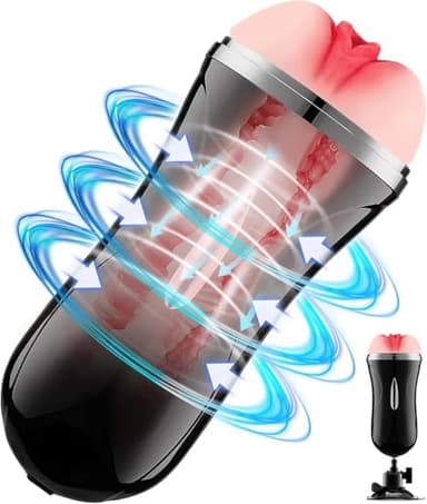Masturbádores Masculino más Vendido Vibrador - Masturbador Masculino 2 En 1 Masturbador Masculino de la Vagina y el Anal en 3D Consolador. Hombre,Juguetes Eróticos Para Pareja Sexuales(Negro)