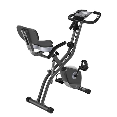Bicicleta Estática Plegable con Resistencia Magnética Ajustable en 10 Niveles | Bicicleta Estática Plegable Vertical y Recostada para Uso Doméstico, Equipo de Ejercicio para Entrenamiento en Casa