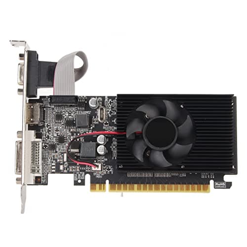 GOWENIC Tarjeta Gráfica Discreta GT610 de 1 GB, Tarjeta Gráfica de 64 bits para PC de Escritorio con Puerto HDMI VGA DVI, Tarjeta Gráfica PCI Express X16 2.0 de Enfriamiento Rápido de 64