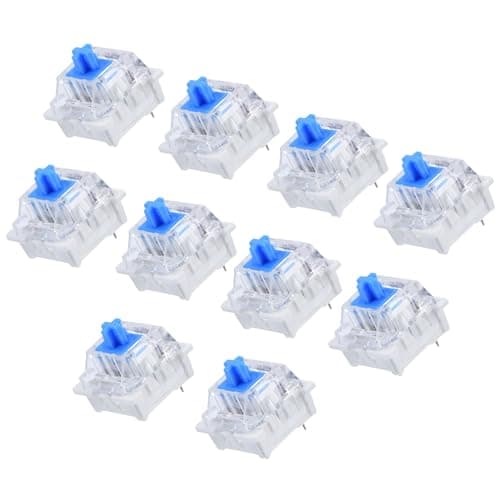 Interruptor Azul Cherry MX de 10 Piezas, Interruptores de Teclado Mecánicos, Interruptores de Llave de Repuesto Montados en PCB para Simular la Sensación Real de Las Teclas