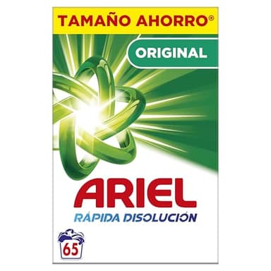 Ariel Original Detergente En Polvo Para Lavadora 4.225 kg 65 Lavados, Con Tecnología Antirresiduos Que Deja La Ropa Blanca Y Reluciente