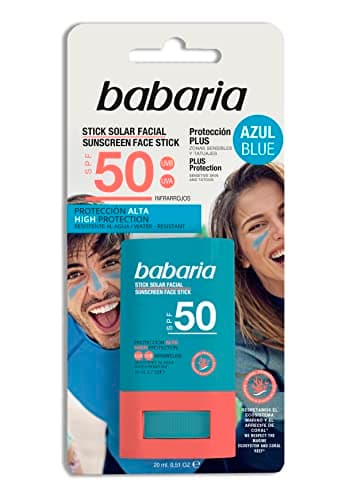 BABARIA- Stick Solar Facial 50 Azul - 20g | Color Azul | Surf Stick | Protección Muy Alta Contra | Apto Para Zonas Sensibles Y Tatuajes |resistente Al Agua | 100% Vegano