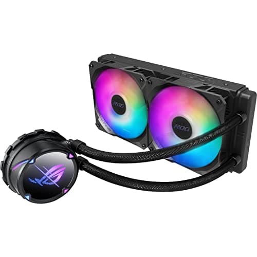 ASUS ROG Strix LC II 240 ARGB - Enfriador líquido AIO todo en uno de 240 mm, radiador Intel LGA1700, 115x/2066 y AMD AM4/TR4, 2 ventiladores de radiador RGB direccionables PWM de 4 pines de 120 mm