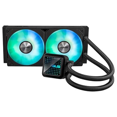 ASUS Prime LC 240 ARGB, Refrigerador líquido para CPU todo en uno con zona de contacto con la CPU y canales con aletas, bloque de agua con lentes de espejo infinito y ventiladores ARGB