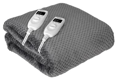 briebe Calienta Camas Eléctrico Doble 150 x 160 cm 5 Niveles Temperatura, Temporizador, Rápido Calentamiento, Lavable, Suave, Forro Polar Gris, 120W, EB1136