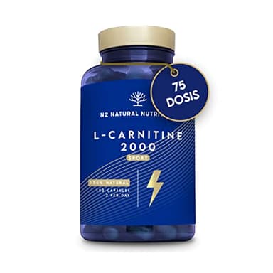 L CARNITINA 100% Natural 2000 mg, Quemagrasas Potente Para Adelgazar, 150 Cápsulas 75 días, Pre Workout Gym, Mejora Energía, Resistencia y Rendimiento. Sin Azucar. N2 Natural Nutrition
