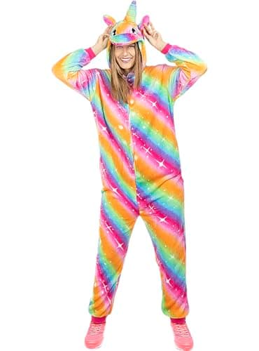 Funidelia | Disfraz de unicornio multicolor onesie para mujer Originales & Divertidos - Disfraz para adultos y divertidos accesorios para Fiestas, Carnaval y Halloween - Talla L-XL