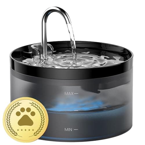 Fuente para Gatos GIOTOHUN: Bebedero Gatos con Forma de Grifo, 64oz Fuente Gatos, Bomba de Agua Súper Silenciosa, Filtro de Pelos Suelto, Dos Patrones de Flujo de Agua, Fácil de Quitar y Lavar, Negro