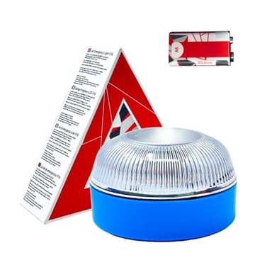 MAGIC SELECT Luz Emergencia V16 Homologada DGT para Señalización en Carretera de Coche y Moto. Luz Amarilla Intermitente, Base Imantada y Pila 9V 6LR61 Incluida.