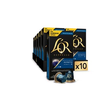 L'OR Espresso Cápsulas de Café Ristretto Decaffeinato | Intensidad 9 | 100 Cápsulas Compatibles Nespresso
